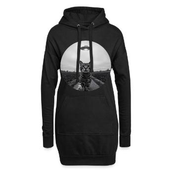 Design drôle d’extraterrestre d’un chat spatial OVNI - Sweat-shirt à capuche long Femme - noir - Devant