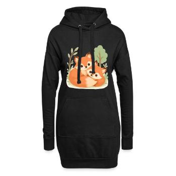 Süßes Fuchs Pärchen im Wald - Hoodie-Kleid - Schwarz - Vorne