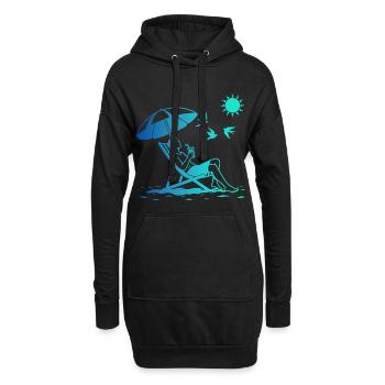 Se détendre sur une chaise longue sur la plage - Sweat-shirt à capuche long Femme - noir - Devant