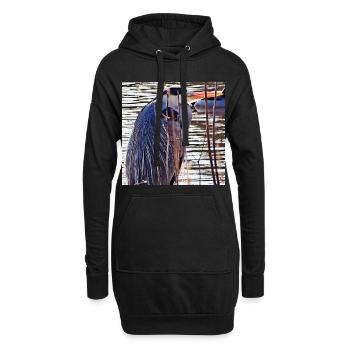 Héron cendré au lac - Photographie de nature Faune - Sweat-shirt à capuche long Femme - noir - Devant