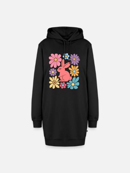Happy Easter Bunny Boho - Hoodie-Kleid - Schwarz