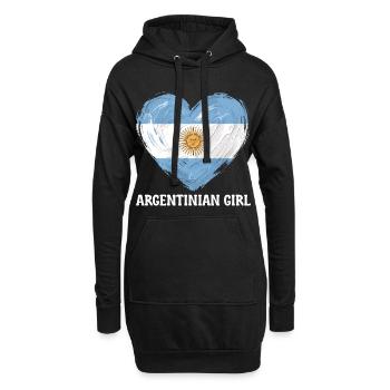 Argentinisches Mädchenherz Fußball - Hoodie-Kleid - Schwarz - Vorne