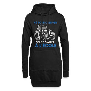 Né pour cultiver — forcé d’aller à l’école - Sweat-shirt à capuche long Femme - noir - Devant