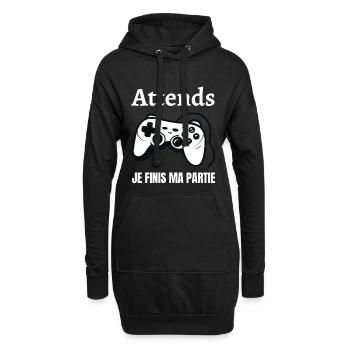 Wait, I'm finishing my game - Hoodie Dress - black - Front