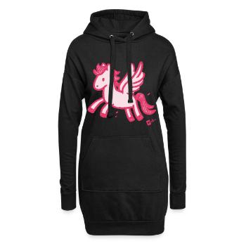 Croquis de la licorne rose du poney ailé - Sweat-shirt à capuche long Femme - noir - Devant