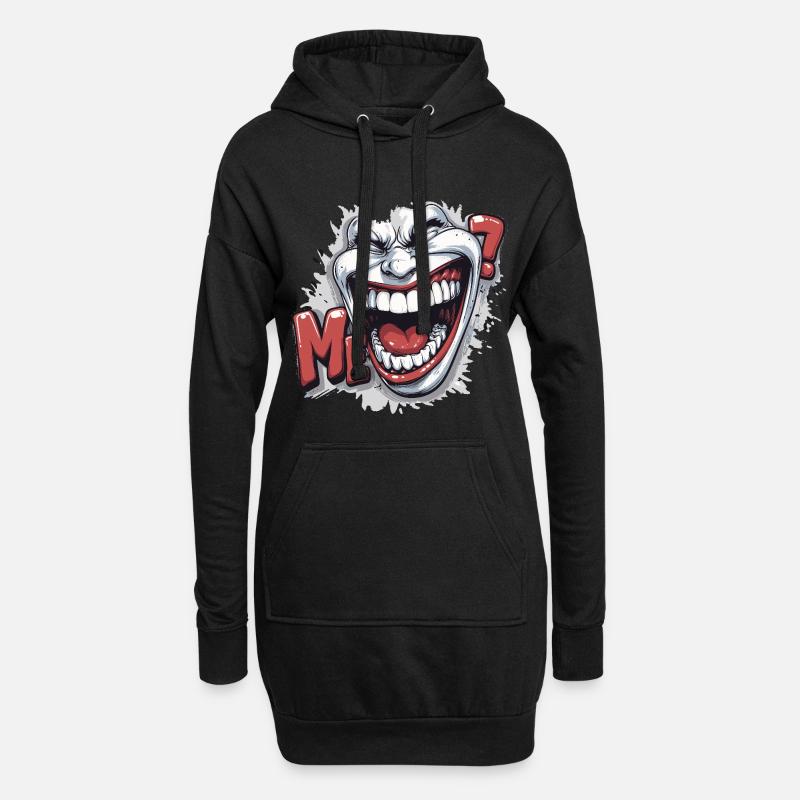 Crazy Laughing white face in a comics style - Hoodie Dress - black