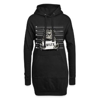 Grimmiger Kater – Mugshot Guilty Design - Hoodie-Kleid - Schwarz - Vorne