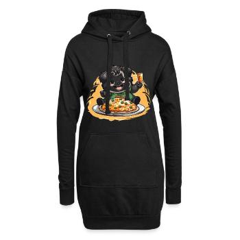Pizza Panda Feier - Hoodie-Kleid - Schwarz - Vorne