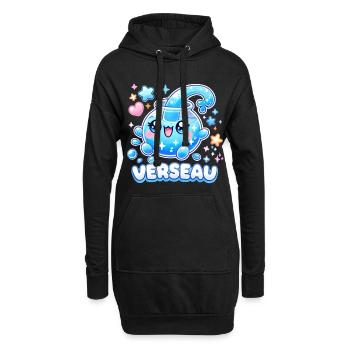 T-shirt Verseau kawaii – Signe astrologique mignon - Sweat-shirt à capuche long Femme - noir - Devant