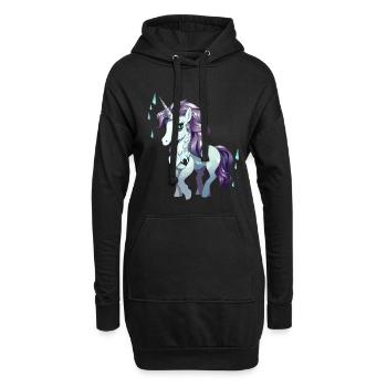 Einhorn Kristallregen - Hoodie-Kleid - Schwarz - Vorne