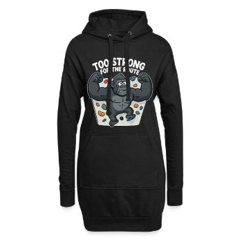 Bouldern Shirt lustig – Gorilla „Too Strong“ - Hoodie-Kleid - Schwarz - Vorne