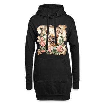 Bouledogue français - Sweat-shirt à capuche long Femme - noir - Devant