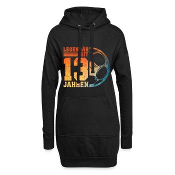 13e anniversaire Football 13 ans Garçon Adolescent - Sweat-shirt à capuche long Femme - noir - Devant