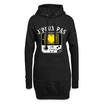 J'peux pas j'ai console cœur rétro - Sweat-shirt à capuche long Femme - noir - Devant
