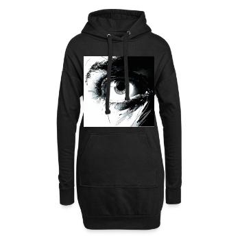 Œil abstrait en noir et blanc - Sweat-shirt à capuche long Femme - noir - Devant