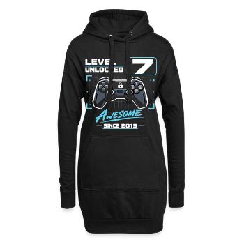 Level 7 Unlocked Gaming Geschenk Jungen - Hoodie-Kleid - Schwarz - Vorne
