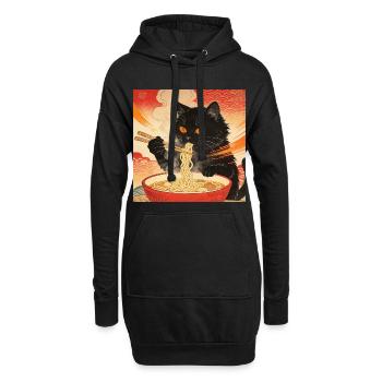 Süße Katzen-Ramen-Nudeln Japan Wave Geschenk - Hoodie-Kleid - Schwarz - Vorne