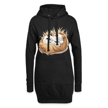 Schlafende Katze im Kuschelkissen - Hoodie-Kleid - Schwarz - Vorne
