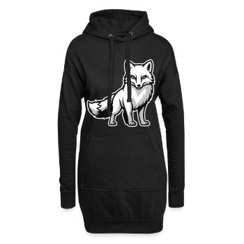 Arktischer Fuchs Arktisches, Weißes Tier Naturlogo - Hoodie-Kleid - Schwarz - Vorne