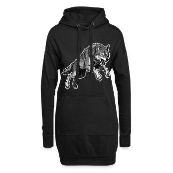 Wild Wolf Race Maskottchen Alpha Wolf - Hoodie-Kleid - Schwarz - Vorne