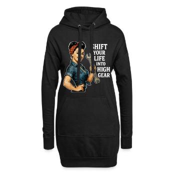 Pin-up vintage Workshop : mode de vie High Gear - Sweat-shirt à capuche long Femme - noir - Devant