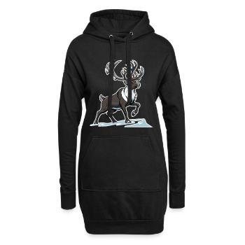 Renne Caribou Arctique Mascotte Nordique - Sweat-shirt à capuche long Femme - noir - Devant