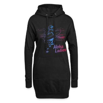 Aloha Ladies Surfer Hund Hawaii Style - Hoodie-Kleid - Schwarz - Vorne
