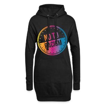 Non au racisme - Sweat-shirt à capuche long Femme - noir - Devant