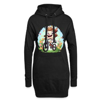 Amoureux des animaux joyeux à vélo - Sweat-shirt à capuche long Femme - noir - Devant