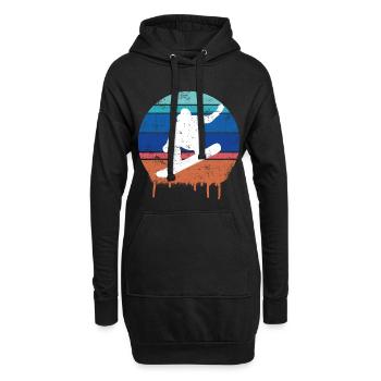 Snowboard Retro - Hoodie-Kleid - Schwarz - Vorne