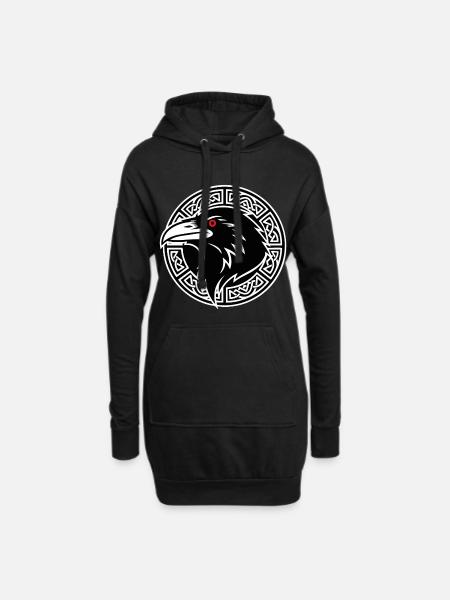 Odins Rabe Huginn Muninn Wikinger-Runen-Maskottchen - Hoodie-Kleid - Schwarz