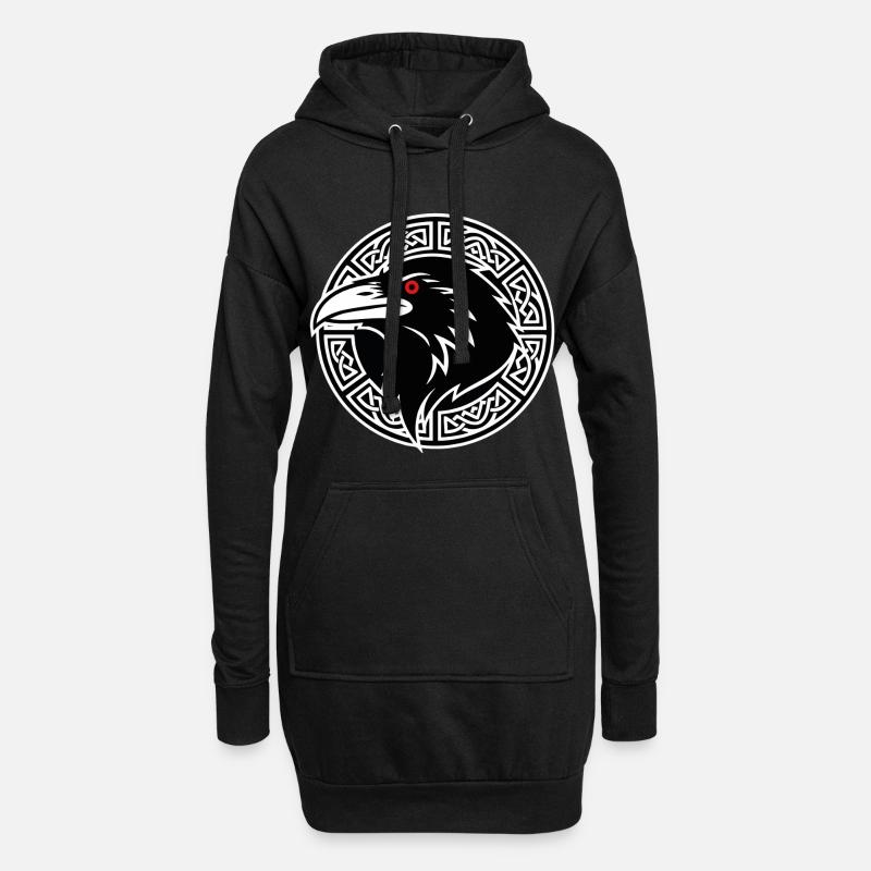 Odins Rabe Huginn Muninn Wikinger-Runen-Maskottchen - Hoodie-Kleid - Schwarz