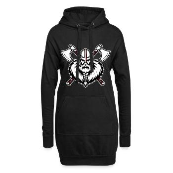 Wikinger-Axtmeister Krieger-Kreuzfahrer-Axt-Maskottchen - Hoodie-Kleid - Schwarz - Vorne