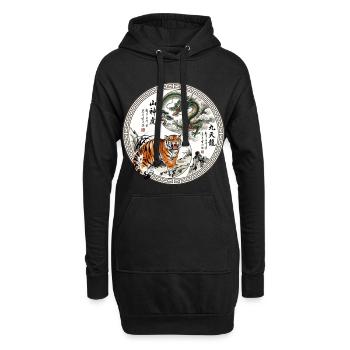 Tiger und Drache Asiatisch - Hoodie-Kleid - Schwarz - Vorne