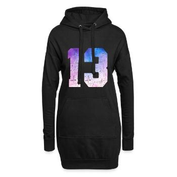 Ausgabe 13 – 13. Jubiläumsgeschenk - Hoodie-Kleid - Schwarz - Vorne