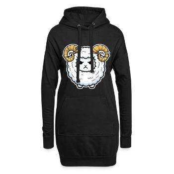 Steampunk-Widder-Schaf-mechanische Hörner - Hoodie-Kleid - Schwarz - Vorne