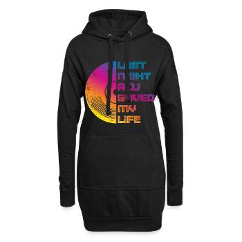 Hier soir, un dj m’a sauvé la vie - Sweat-shirt à capuche long Femme - noir - Devant