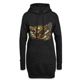 Majestueux aigle royal kazakh - Sweat-shirt à capuche long Femme - noir - Devant