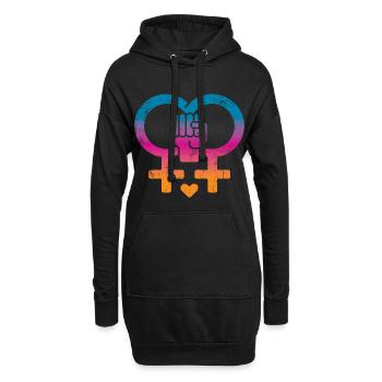 Frauenrechte Frauenpower - Hoodie-Kleid - Schwarz - Vorne