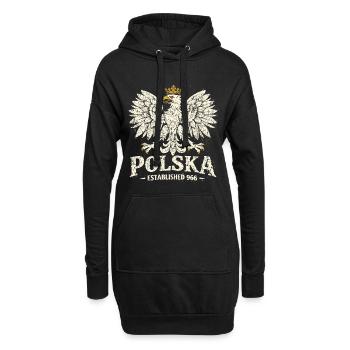 Polska Established 966 – Vintage Adler mit Krone - Hoodie-Kleid - Schwarz - Vorne