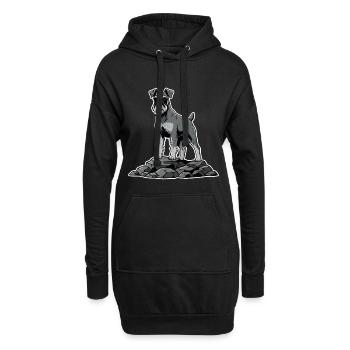 Chien Schnauzer sur Rocher Portrait Barbu Fier - Sweat-shirt à capuche long Femme - noir - Devant