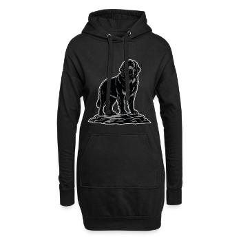 Neufundland-Hundeporträt Schwarzer Rettungsschwimmer - Hoodie-Kleid - Schwarz - Vorne