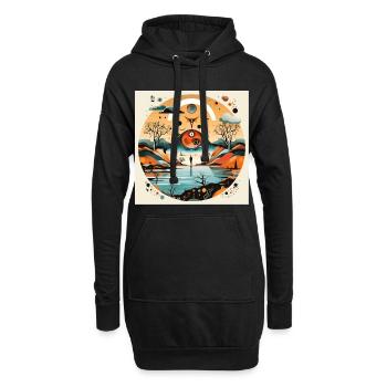 Paysage en cercle des yeux - Sweat-shirt à capuche long Femme - noir - Devant