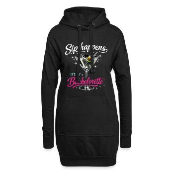 Enterrement de vie de jeune fille Verre Martini – Sip Happens Bachelorette - Sweat-shirt à capuche long Femme - noir - Devant