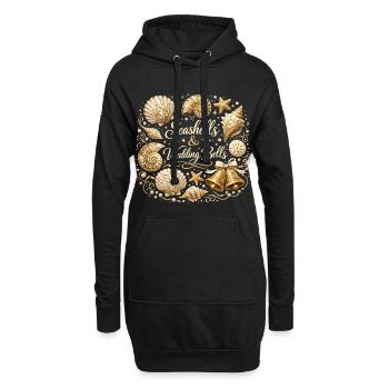 Coquillages et cloches de mariage – Enterrement de vie de garçon maritime - Sweat-shirt à capuche long Femme - noir - Devant