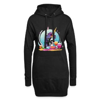 Licorne colorée dans une tasse de fête - Sweat-shirt à capuche long Femme - noir - Devant