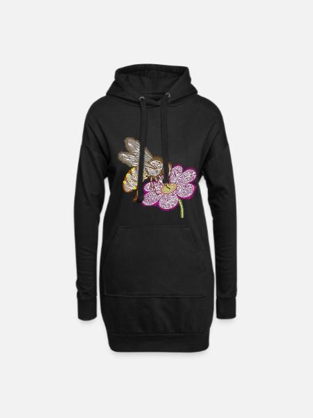 Zentangle Bee - Hoodie Dress - black