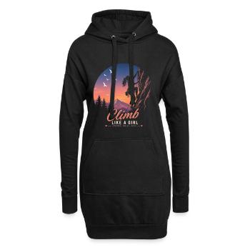 Escalade comme une fille Conception d’escalade au coucher de soleil - Sweat-shirt à capuche long Femme - noir - Devant