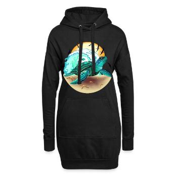 Tortues de mer, vagues de mer et frégates - Sweat-shirt à capuche long Femme - noir - Devant