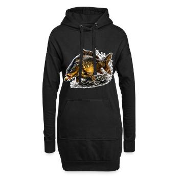 Spiegelkarpfenfisch-Design - Hoodie-Kleid - Schwarz - Vorne